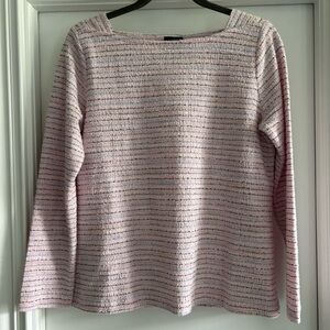 Talbots Striped Pink Long Sleeve Top with button down back